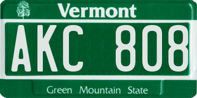 VT license plate AKC808