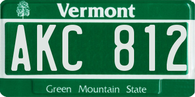 VT license plate AKC812