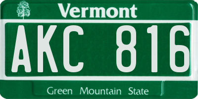 VT license plate AKC816