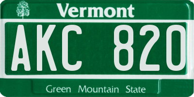 VT license plate AKC820