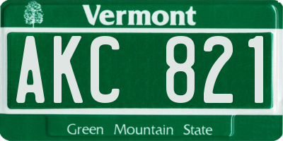 VT license plate AKC821