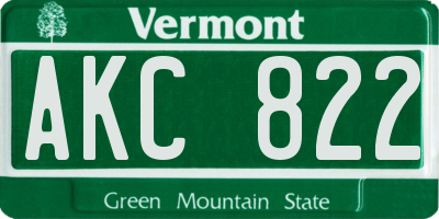 VT license plate AKC822