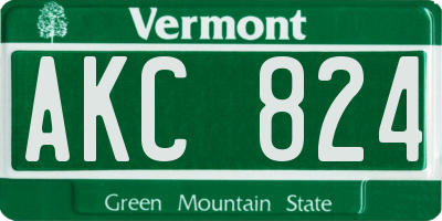 VT license plate AKC824