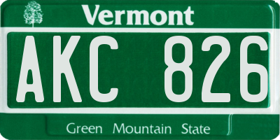 VT license plate AKC826