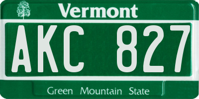 VT license plate AKC827