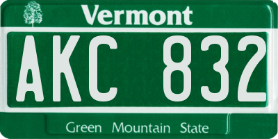VT license plate AKC832