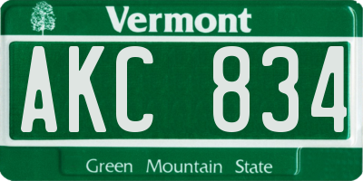 VT license plate AKC834