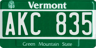 VT license plate AKC835
