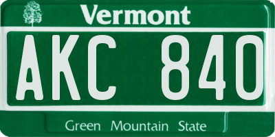 VT license plate AKC840