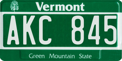 VT license plate AKC845