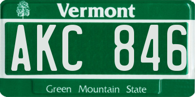 VT license plate AKC846