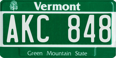 VT license plate AKC848