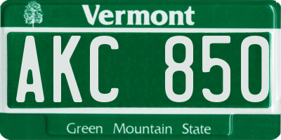 VT license plate AKC850