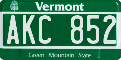 VT license plate AKC852