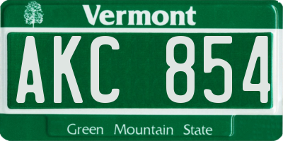 VT license plate AKC854