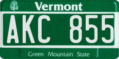 VT license plate AKC855