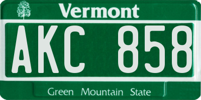 VT license plate AKC858