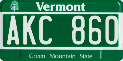 VT license plate AKC860