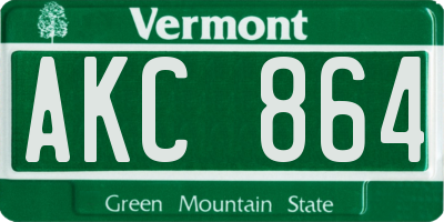 VT license plate AKC864