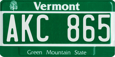 VT license plate AKC865