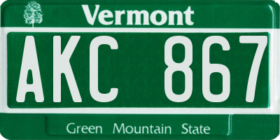 VT license plate AKC867