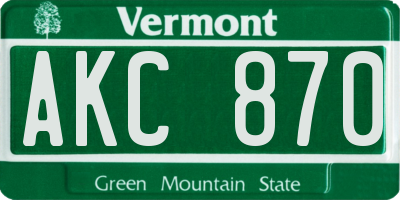 VT license plate AKC870