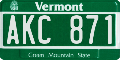 VT license plate AKC871