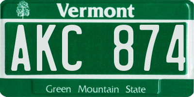 VT license plate AKC874