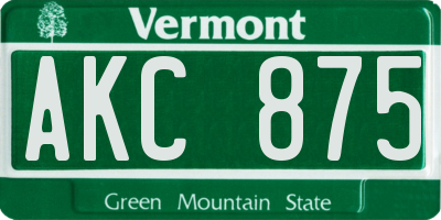 VT license plate AKC875