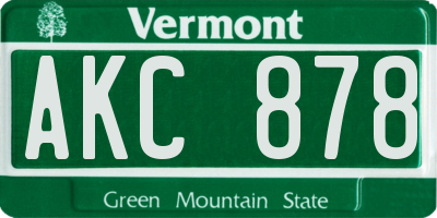 VT license plate AKC878