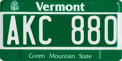VT license plate AKC880