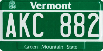 VT license plate AKC882