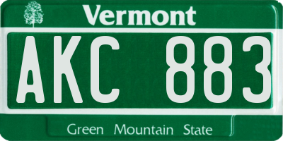 VT license plate AKC883