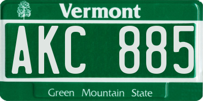VT license plate AKC885