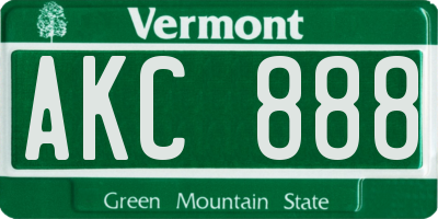 VT license plate AKC888