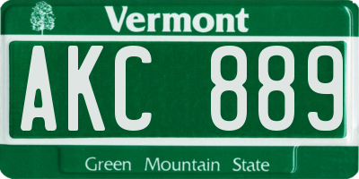 VT license plate AKC889