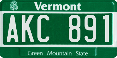 VT license plate AKC891