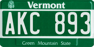VT license plate AKC893