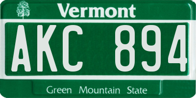 VT license plate AKC894