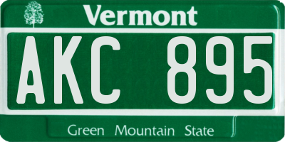 VT license plate AKC895