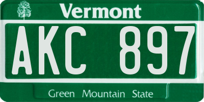 VT license plate AKC897
