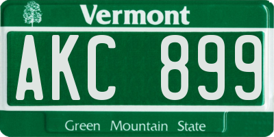 VT license plate AKC899