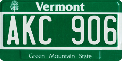 VT license plate AKC906