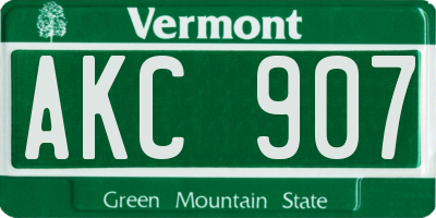 VT license plate AKC907