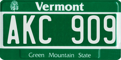 VT license plate AKC909