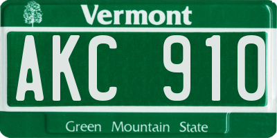 VT license plate AKC910
