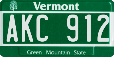 VT license plate AKC912