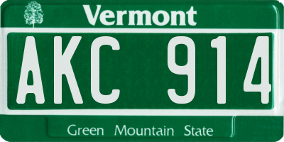 VT license plate AKC914