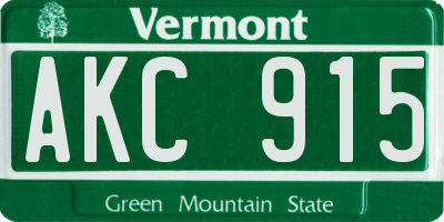 VT license plate AKC915