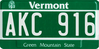 VT license plate AKC916